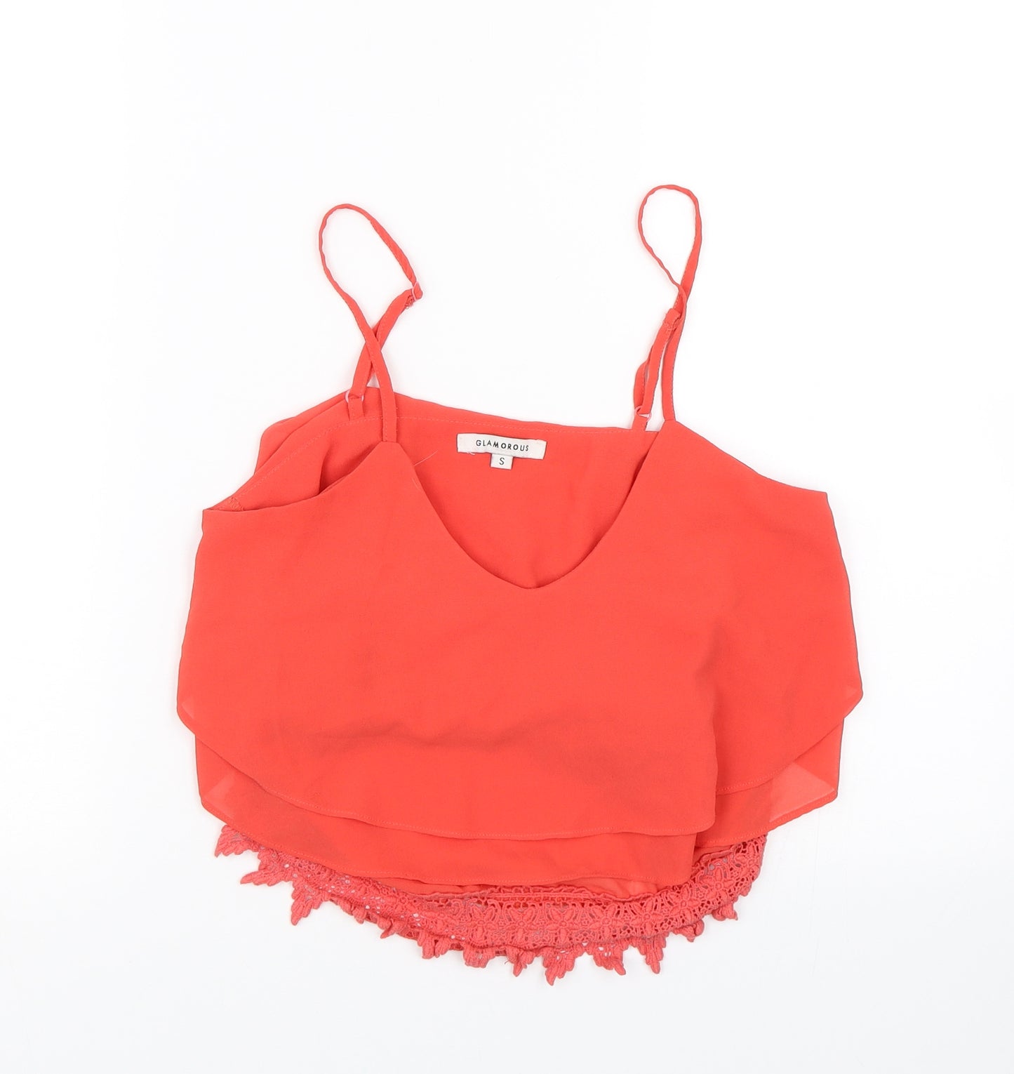 Glamourous Womens Red   Cropped T-Shirt Size S