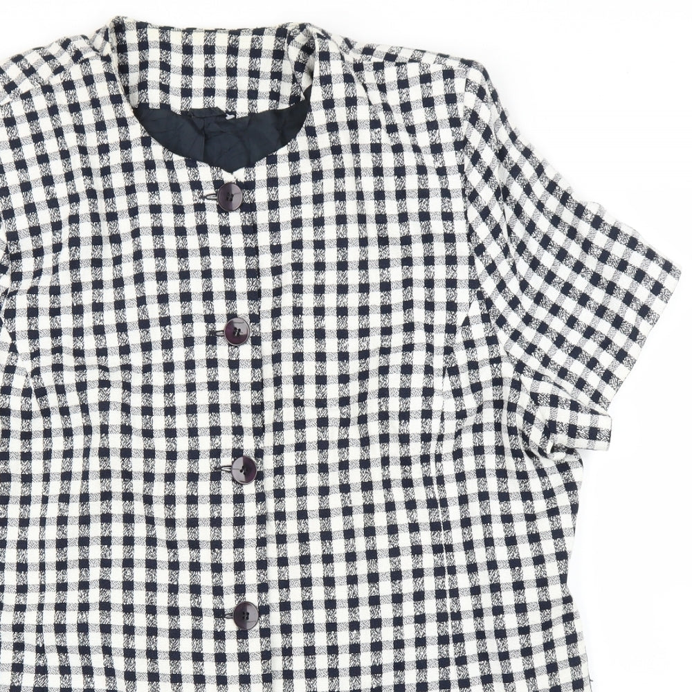 Ann Harvey Womens Blue Check  Cardigan Jumper Size 22