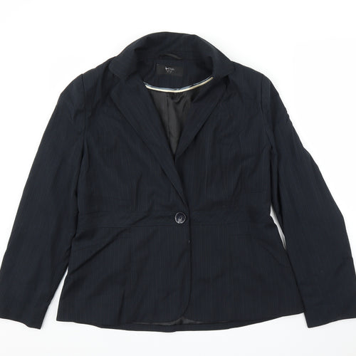 BHS Womens Blue Striped  Jacket Blazer Size 16