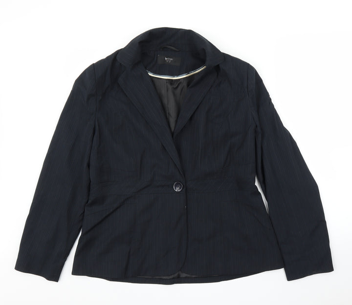 BHS Womens Blue Striped Jacket Blazer Size 16
