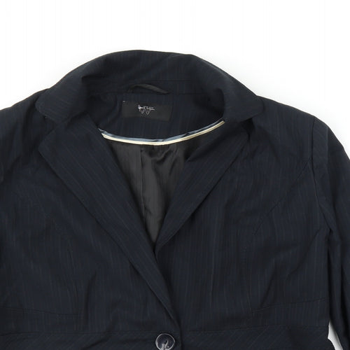 BHS Womens Blue Striped  Jacket Blazer Size 16