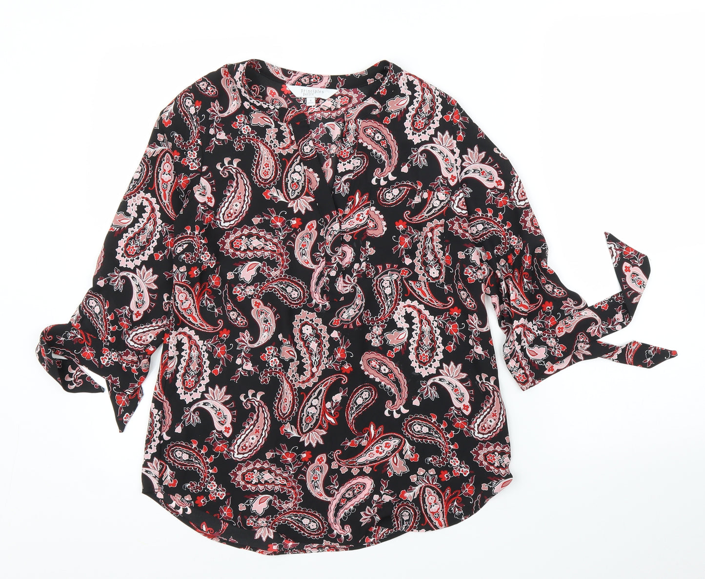 Principles Womens Black Paisley  Basic Blouse Size 8
