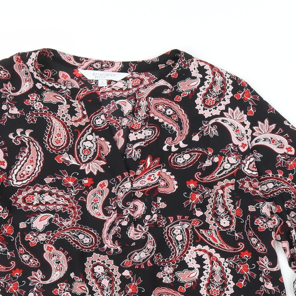 Principles Womens Black Paisley  Basic Blouse Size 8