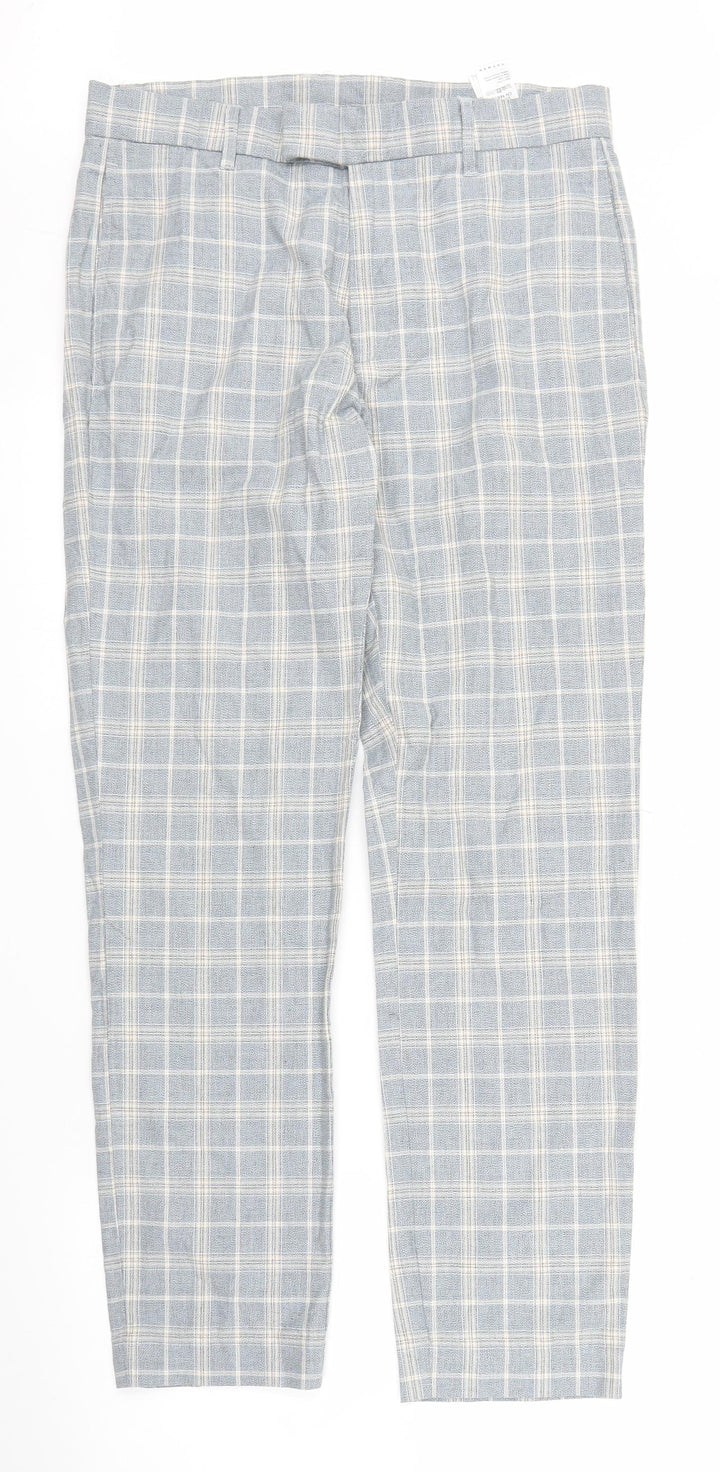 Topman Mens Blue Check Capri Trousers Size 28 in L27 in