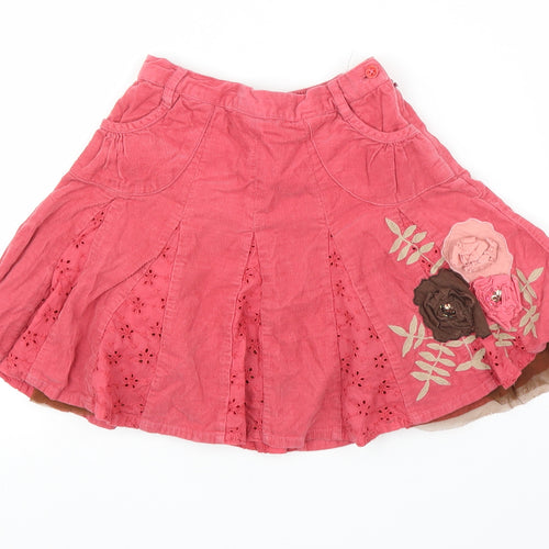 Monsoon Girls Pink Floral Corduroy A-Line Skirt Size 3-4 Years