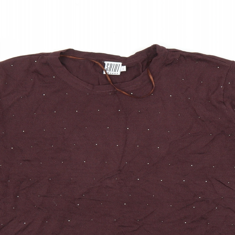 Saint Tropez Womens Brown   Basic Blouse Size L