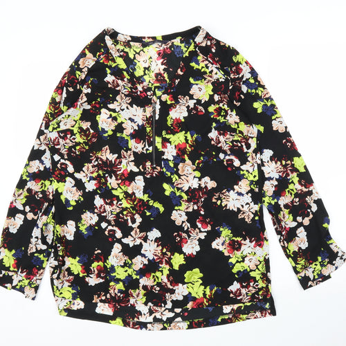 M&S Womens Black Floral  Basic Blouse Size 12