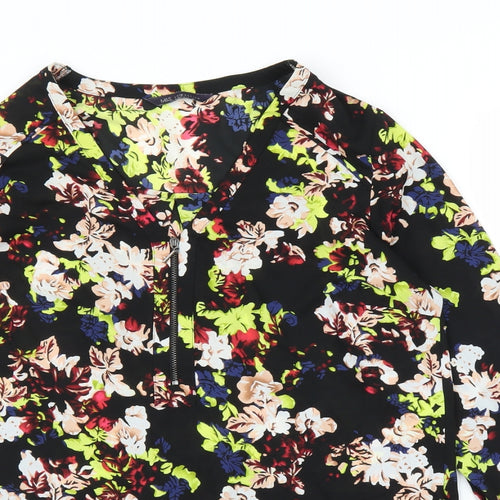 M&S Womens Black Floral  Basic Blouse Size 12