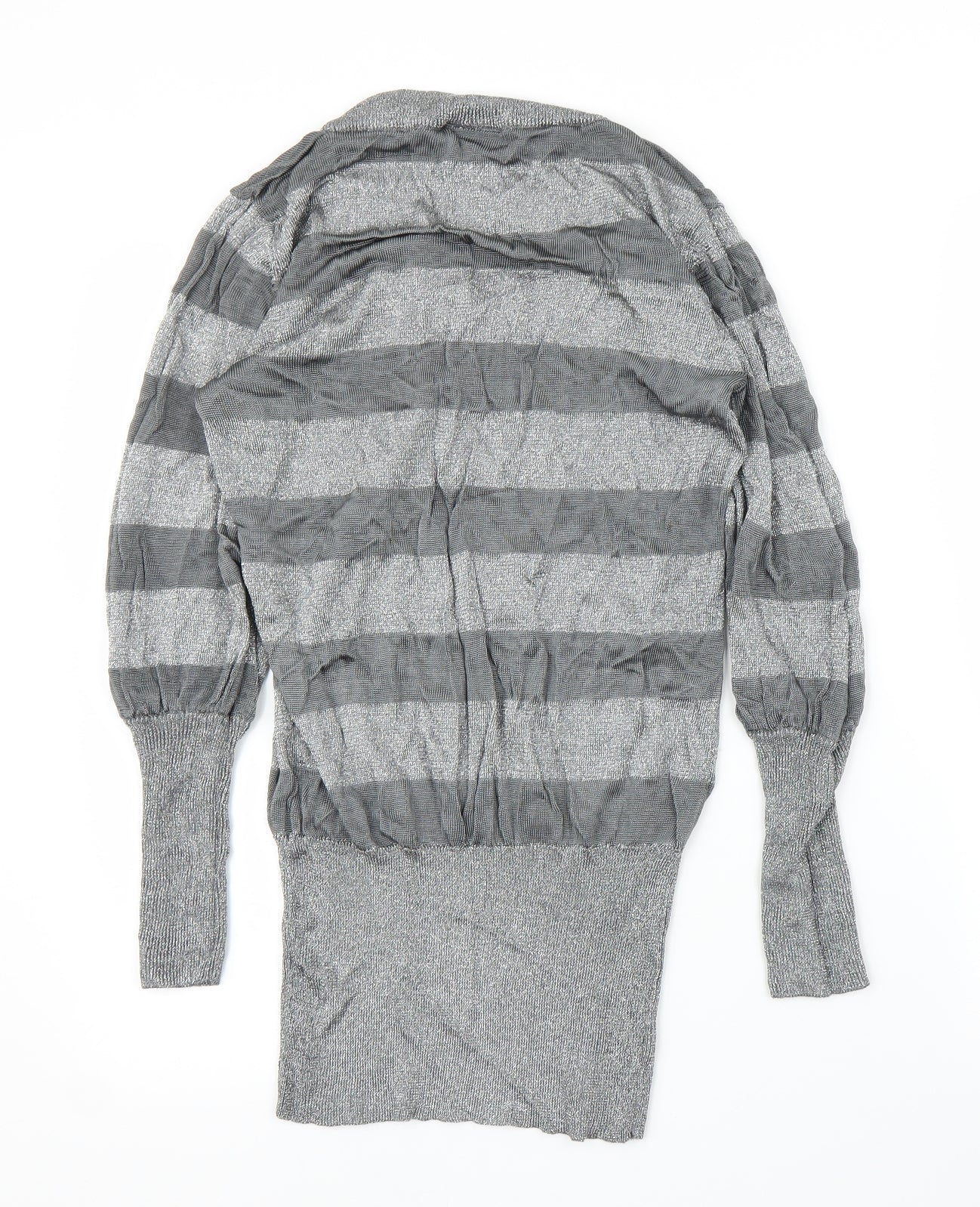 New Look Womens Silver Striped  Tunic Blouse Size 14