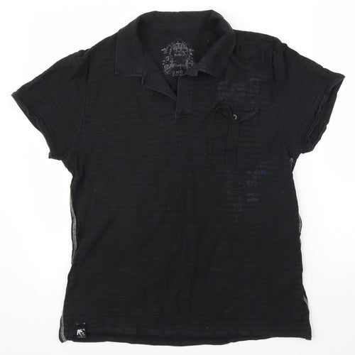 Preworn Mens Black Striped   Polo Size L