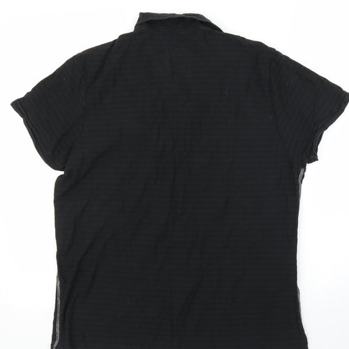Preworn Mens Black Striped   Polo Size L