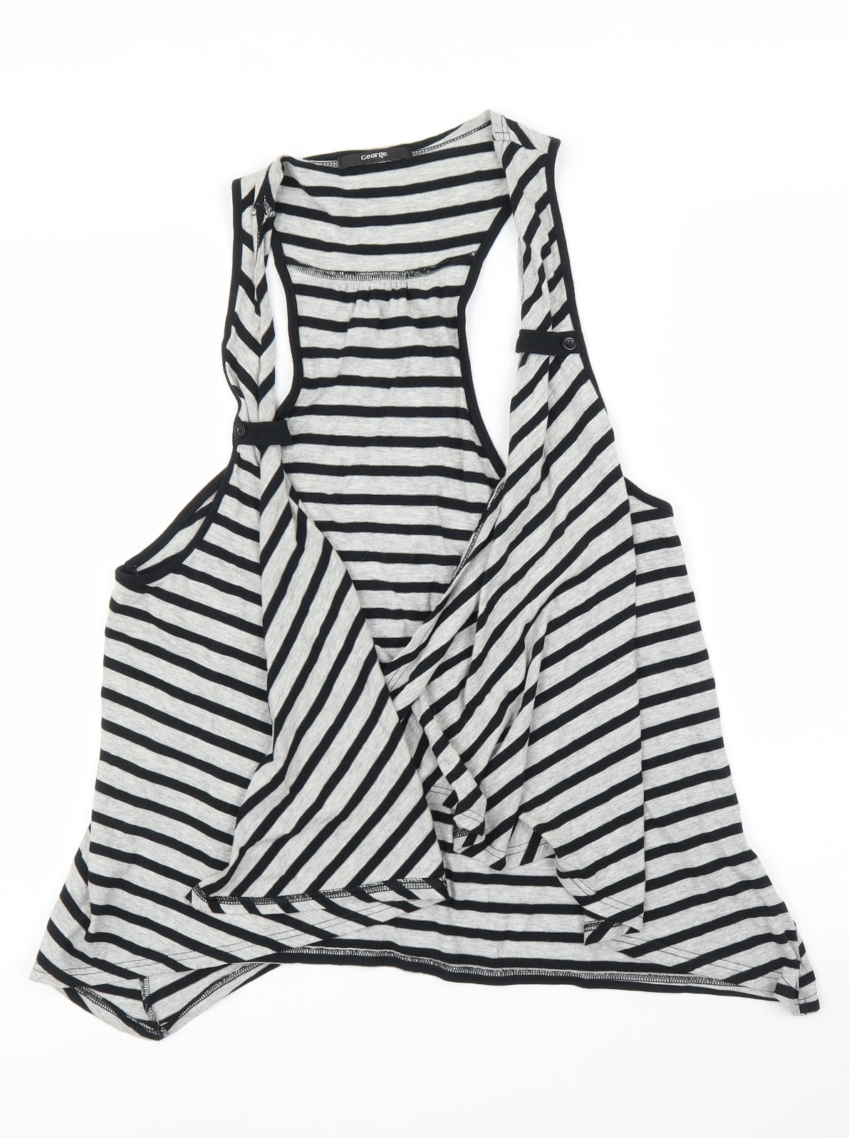 George Womens Grey Striped  Cardigan Jumper Size 16