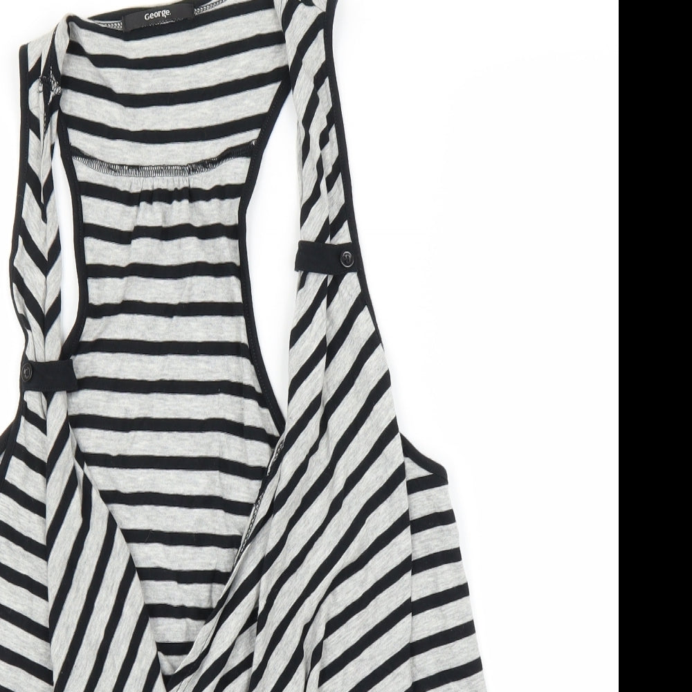 George Womens Grey Striped  Cardigan Jumper Size 16