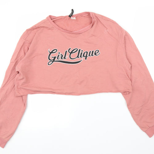 H&M Womens Pink   Pullover Jumper Size M  - Cropped