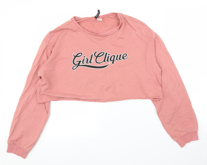 H&M Womens Pink   Pullover Jumper Size M  - Cropped