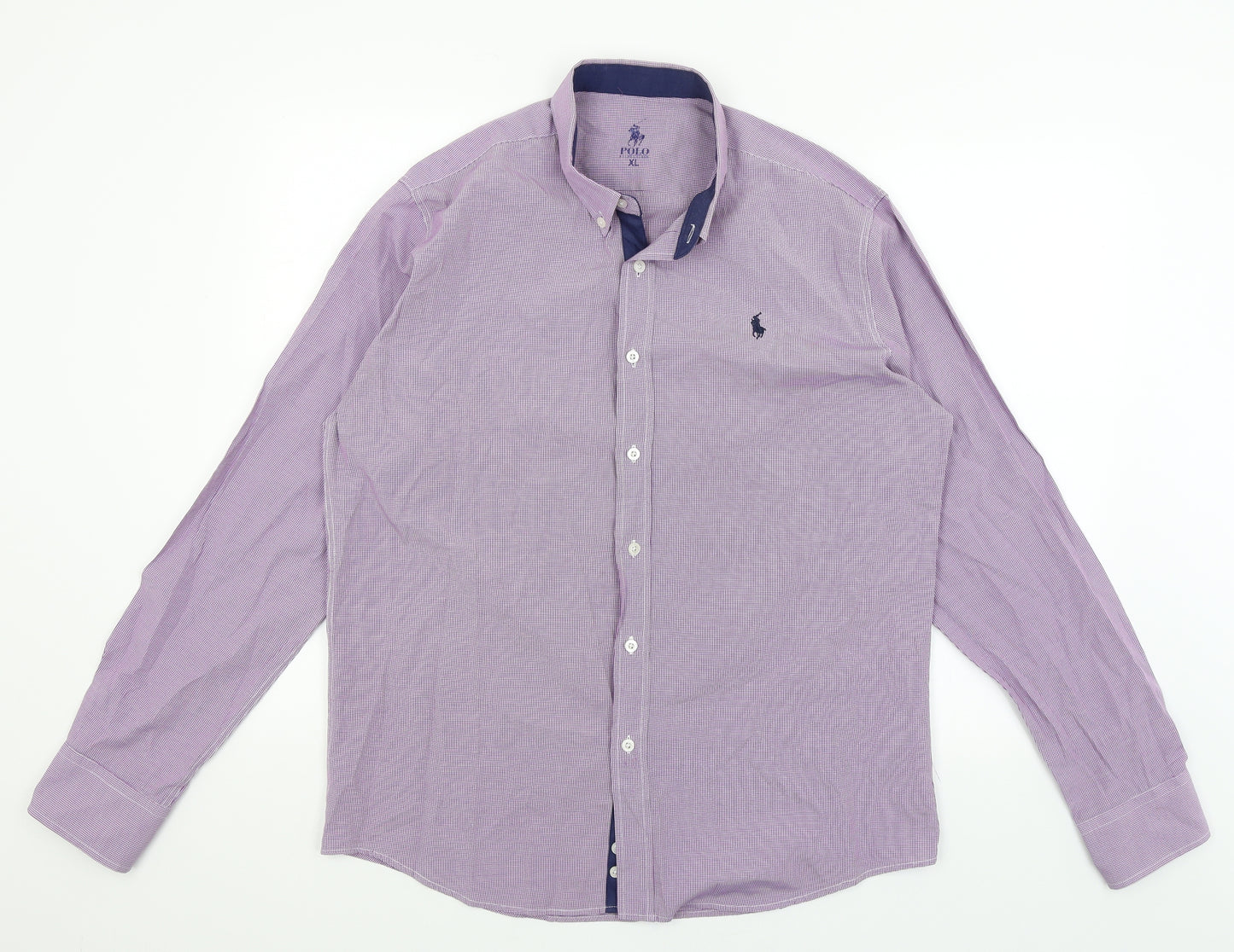 Ralph Lauren Mens Purple Check   Button-Up Size XL