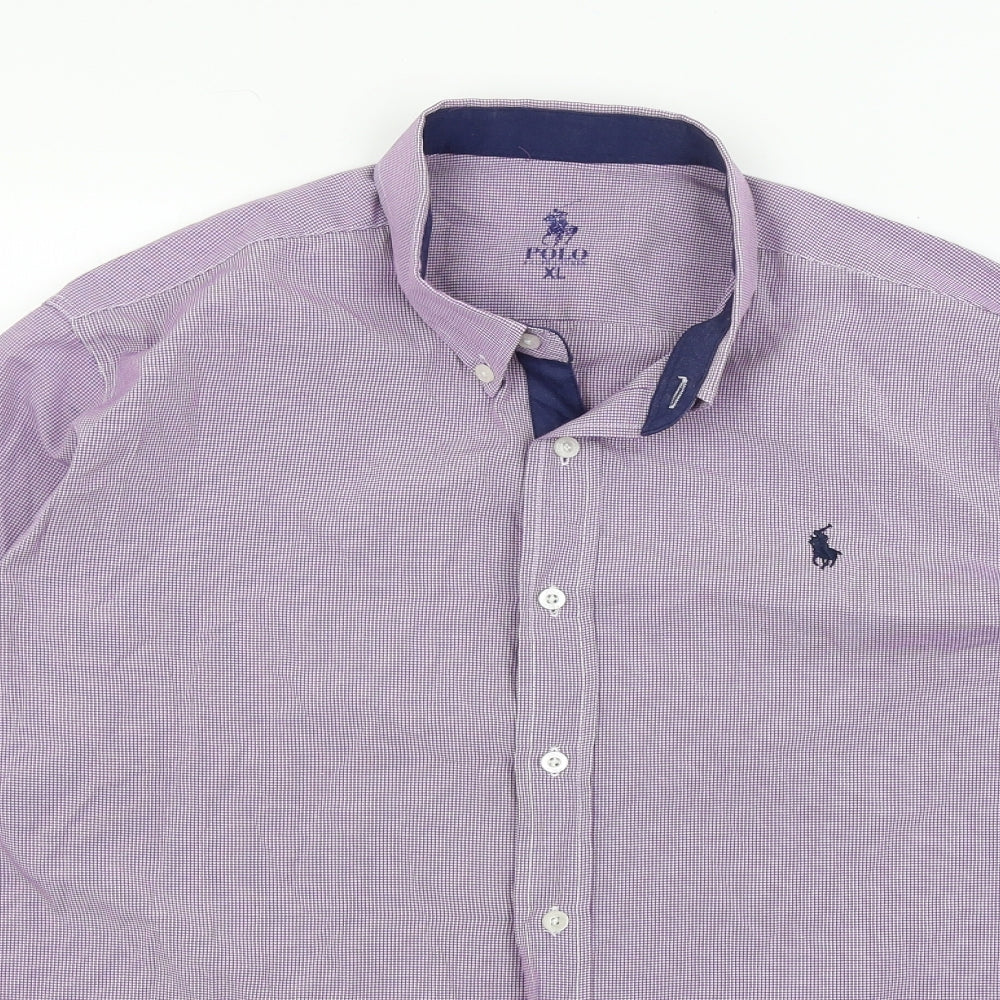 Ralph Lauren Mens Purple Check   Button-Up Size XL