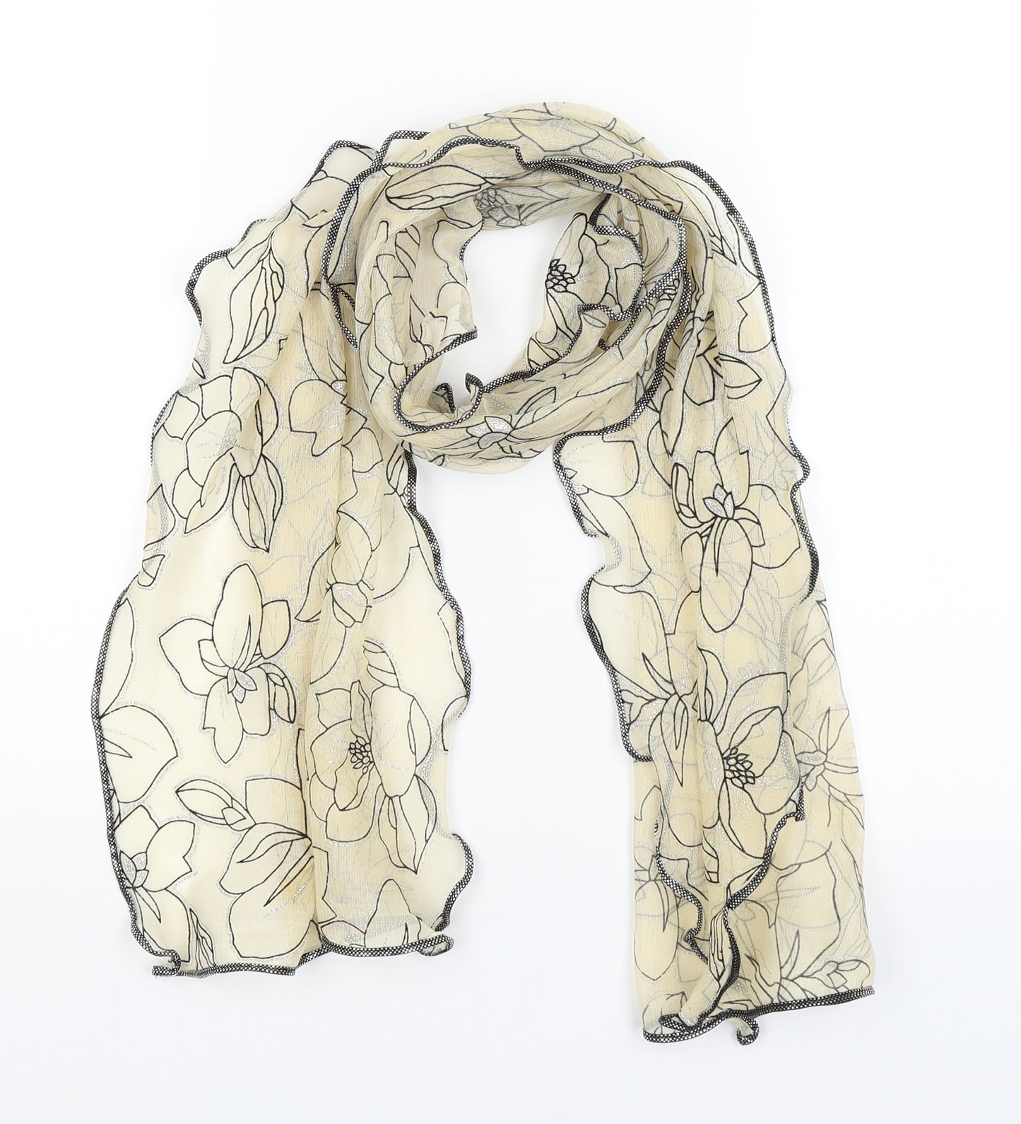 Preworn Womens Yellow Floral   Scarf