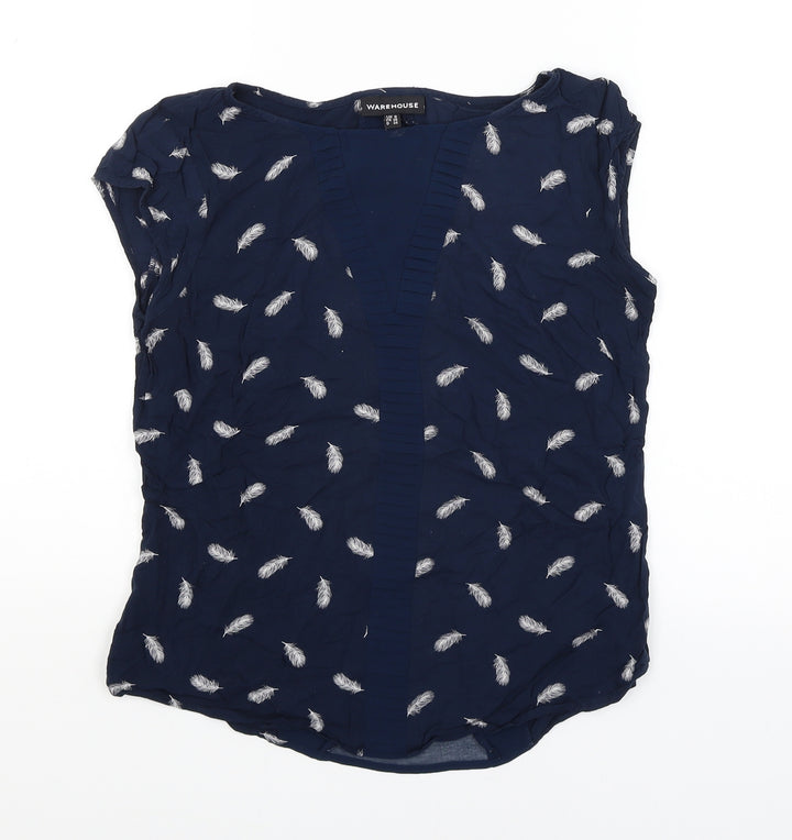 Warehouse Womens Blue   Basic T-Shirt Size 8