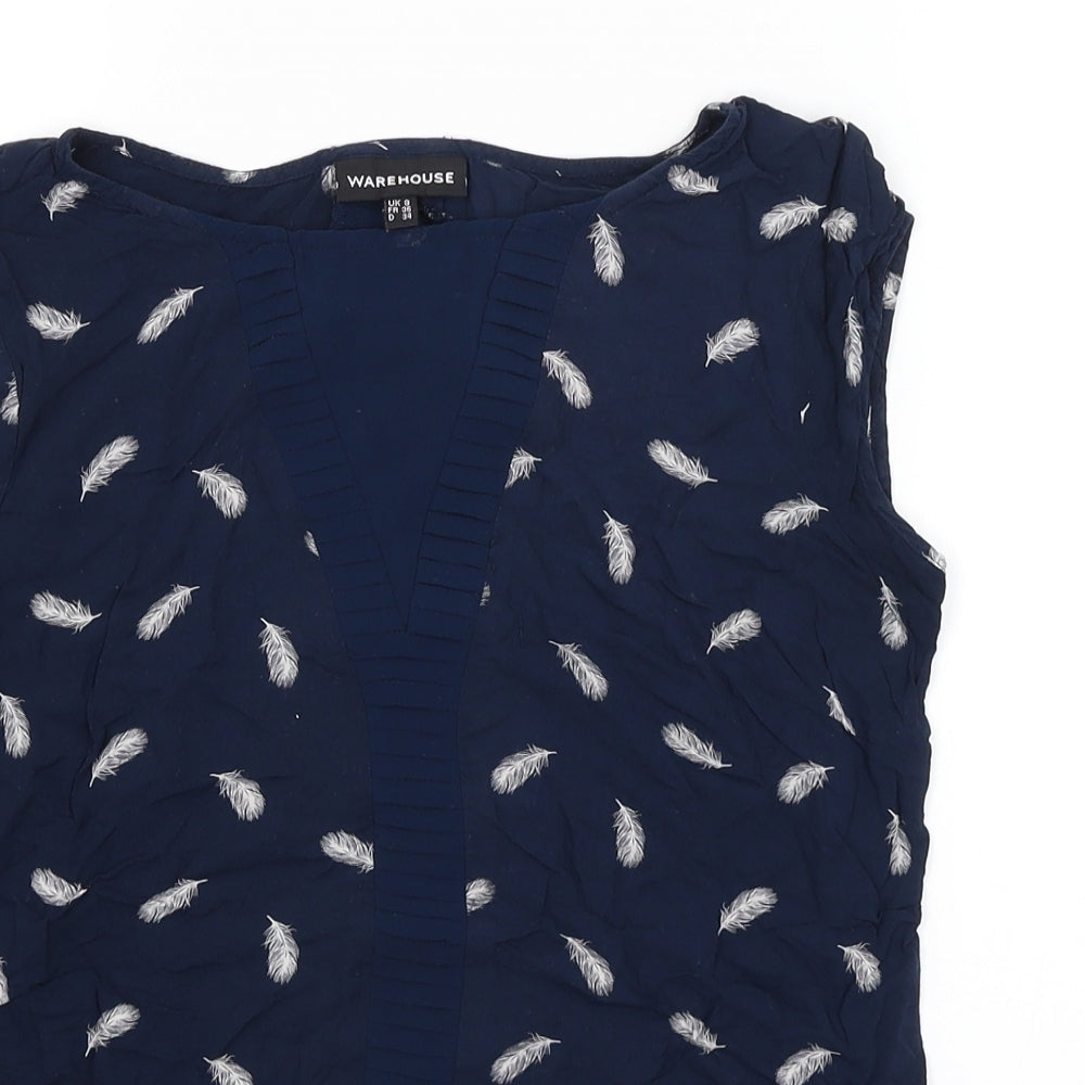 Warehouse Womens Blue   Basic T-Shirt Size 8