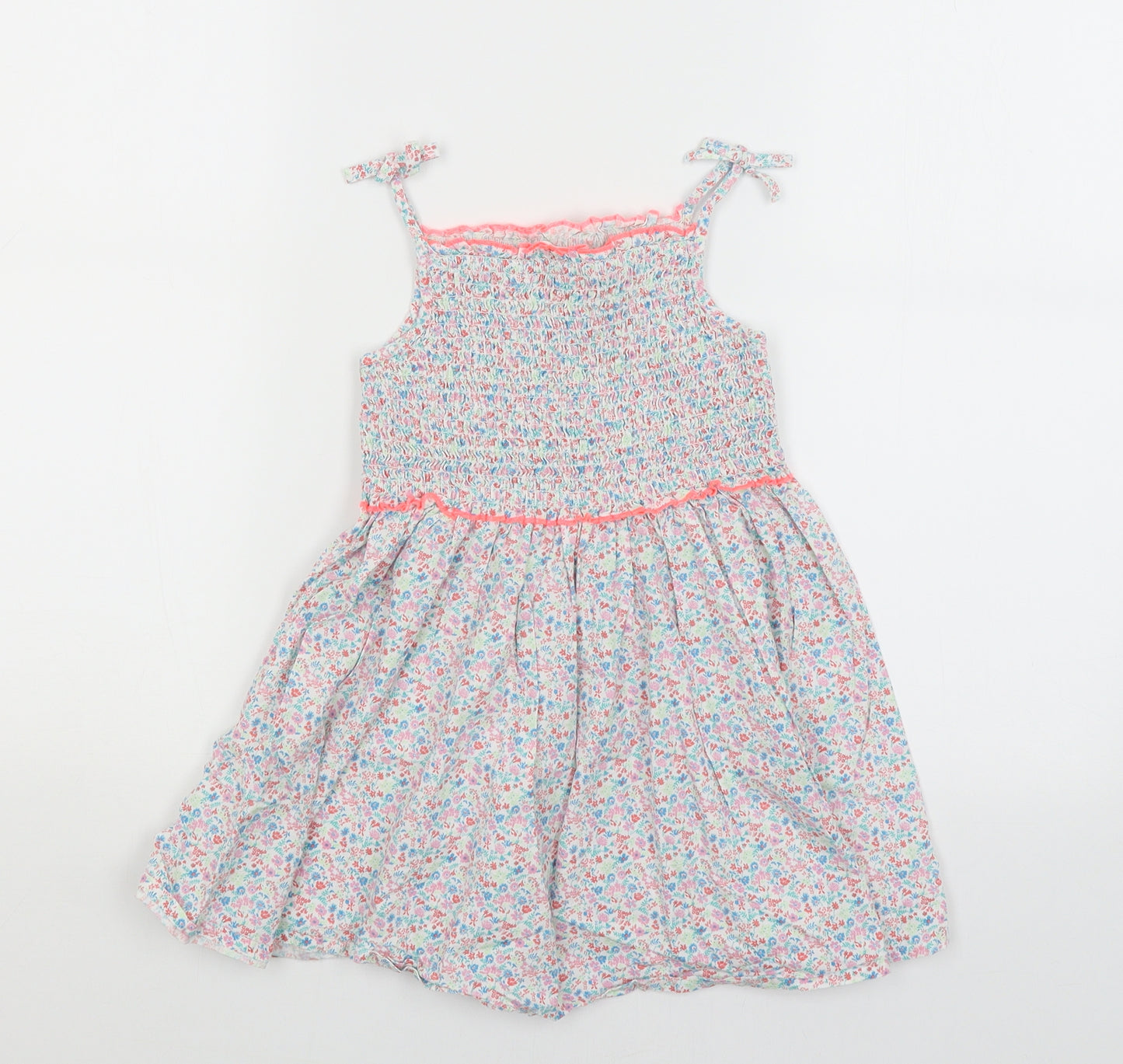 M&S Girls White Floral  Fit & Flare  Size 4-5 Years