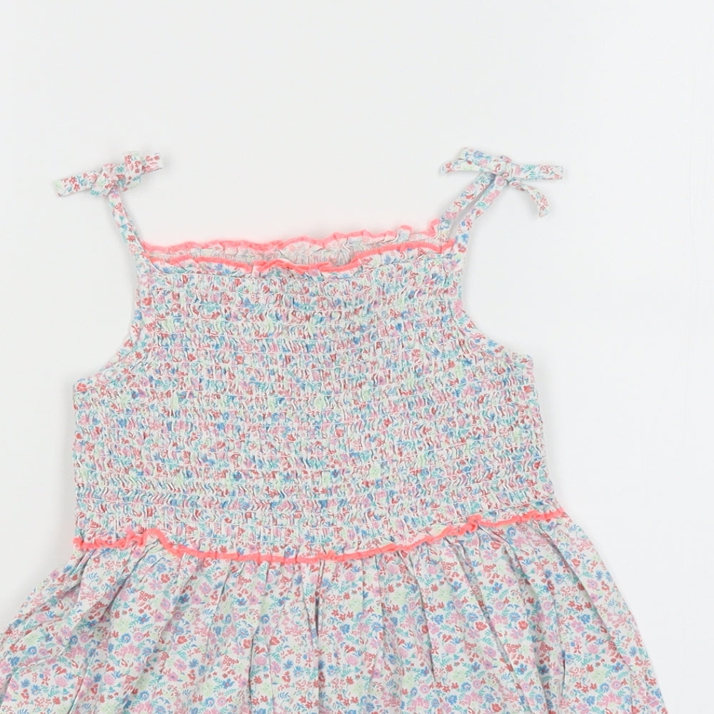 M&S Girls White Floral  Fit & Flare  Size 4-5 Years