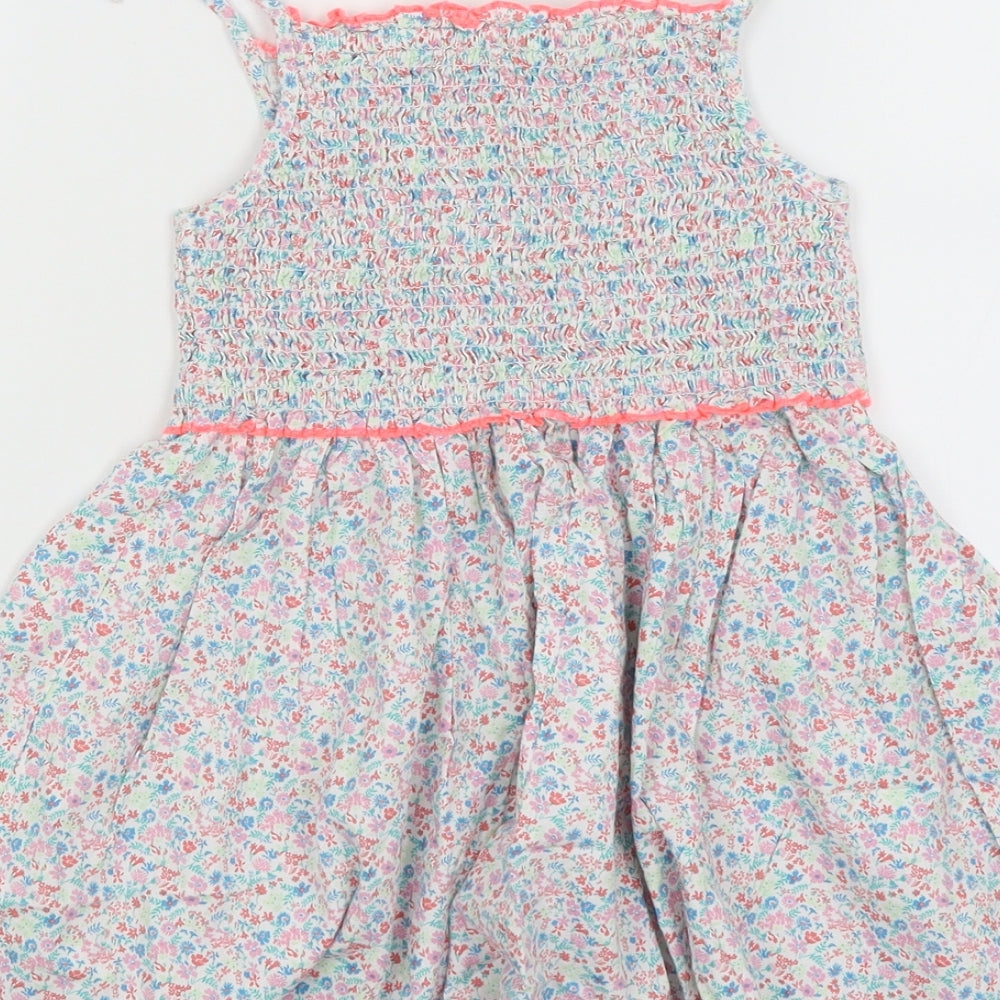 M&S Girls White Floral  Fit & Flare  Size 4-5 Years