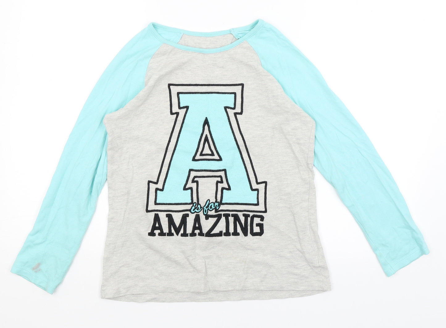 George Girls Grey   Basic T-Shirt Size 11-12 Years  - A is for Amazing