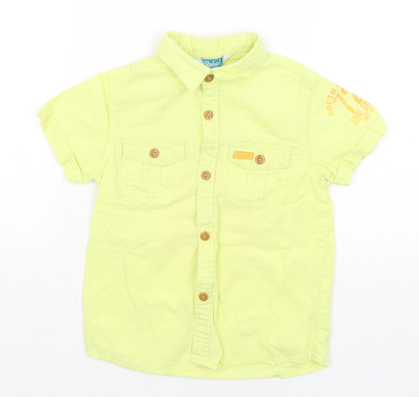 Rebel Boys Yellow   Basic Button-Up Size 4-5 Years  - Surf Shack