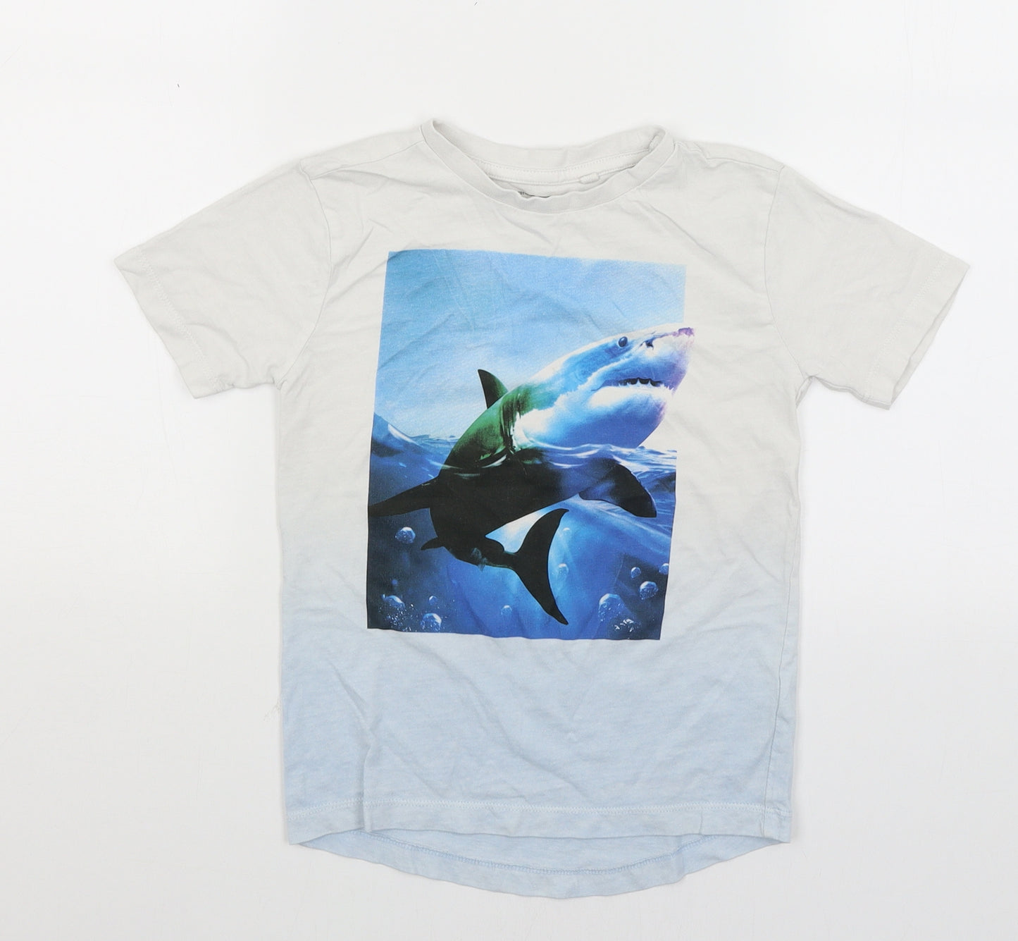 NEXT Boys White   Basic T-Shirt Size 5 Years  - Great White Shark