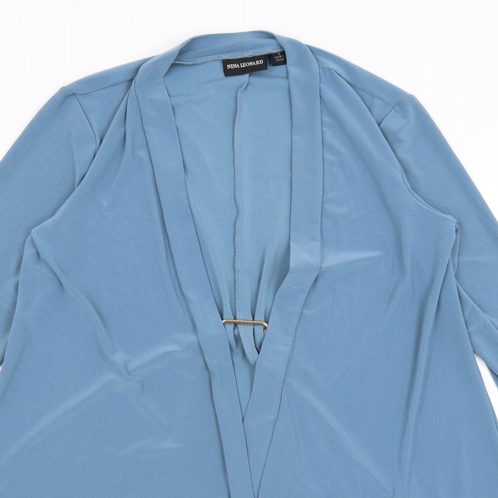 Nina Leonard Womens Blue   Wrap Jumper Size S