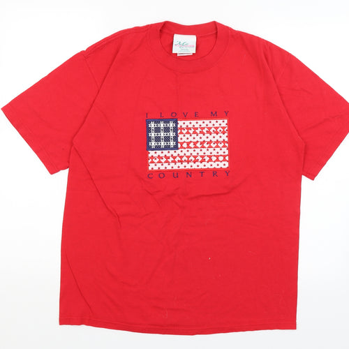 MC CC Sportswear Mens Red    T-Shirt Size M  - Love My Country