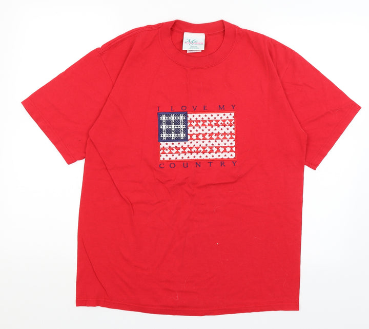 MC CC Sportswear Mens Red T-Shirt Size M - Love My Country