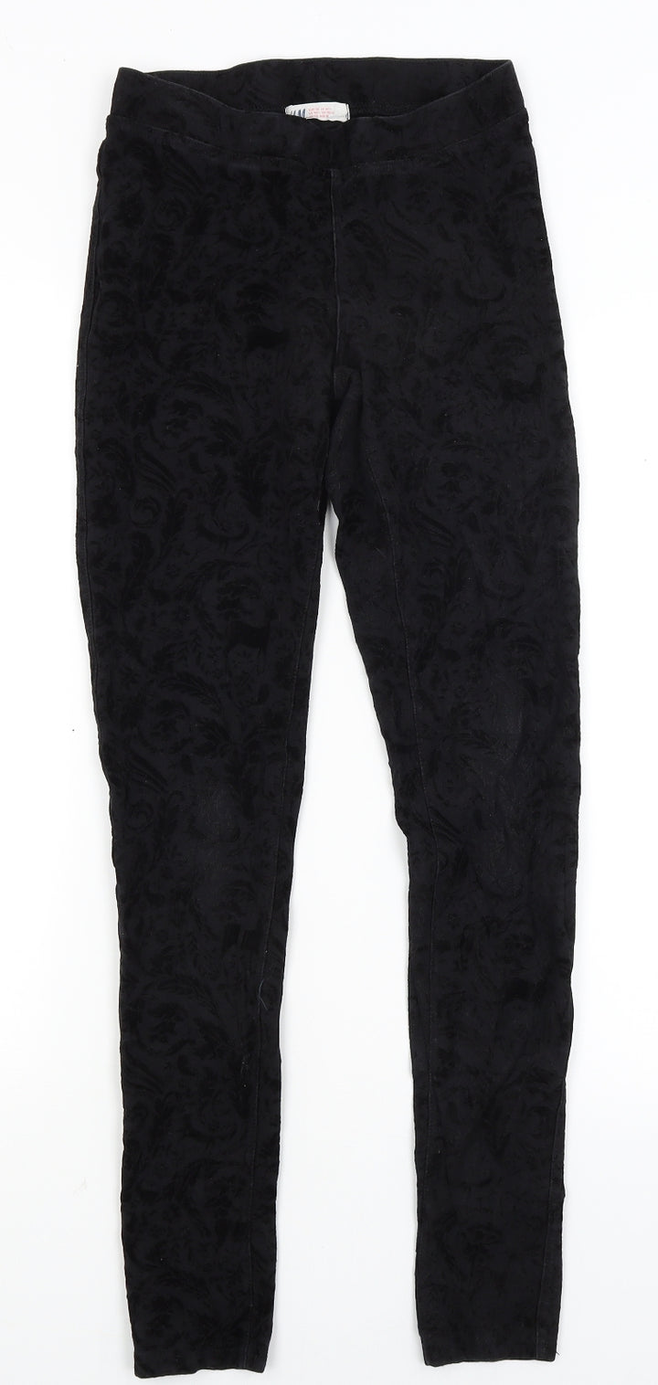 H&M Girls Black Paisley  Capri Trousers Size 14 Years