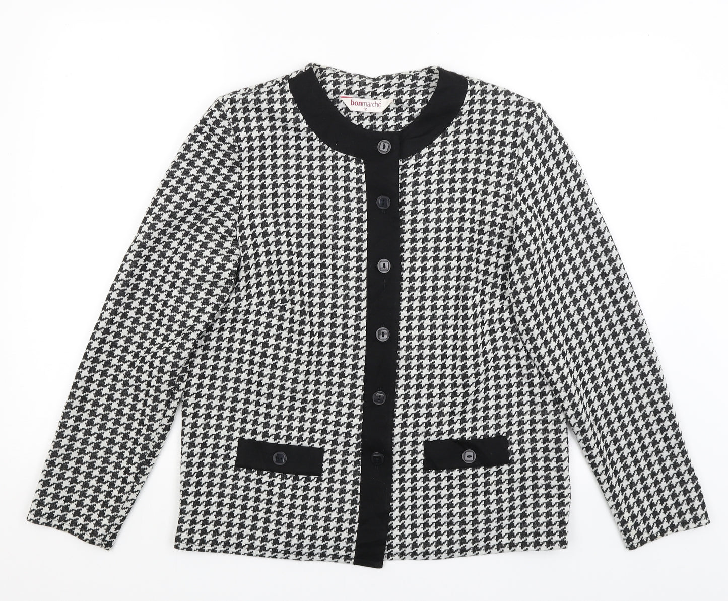 Bonmarche Womens Black Houndstooth  Jacket Blazer Size 12