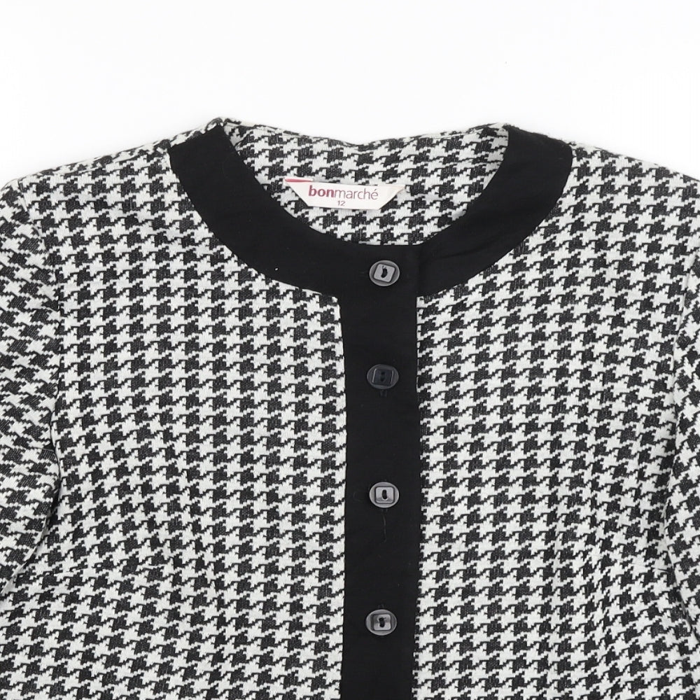 Bonmarche Womens Black Houndstooth  Jacket Blazer Size 12