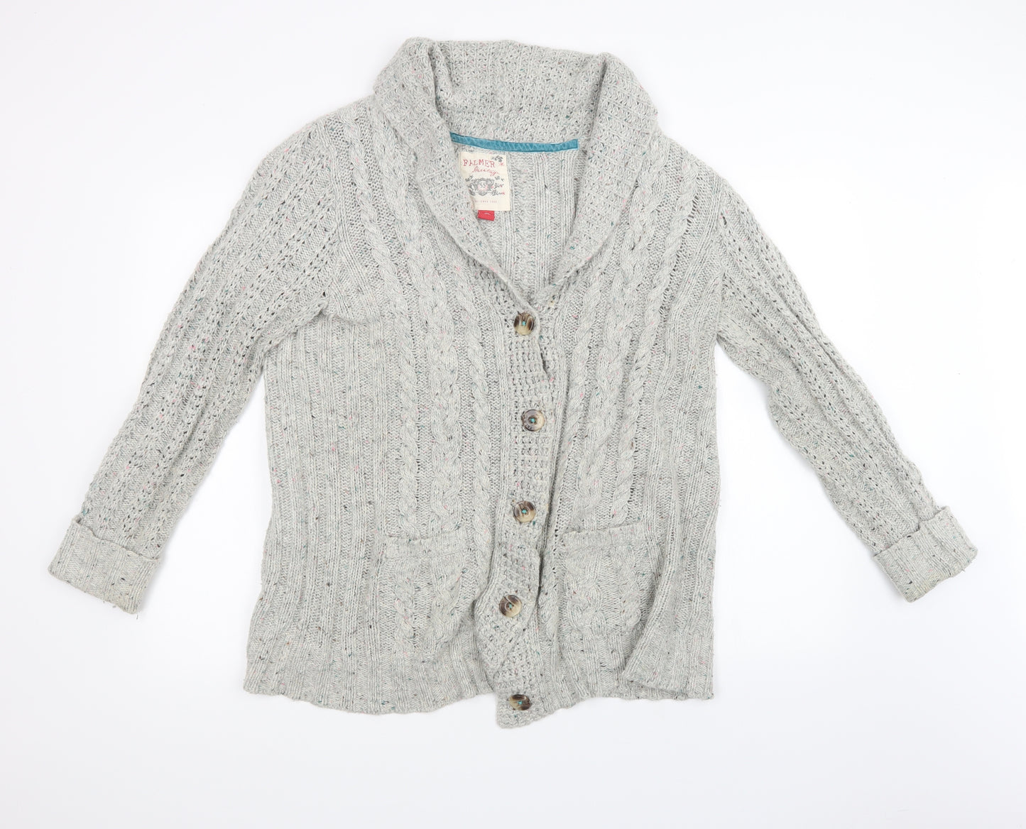 Falmer Womens Grey Geometric Knit Cardigan Jumper Size 14