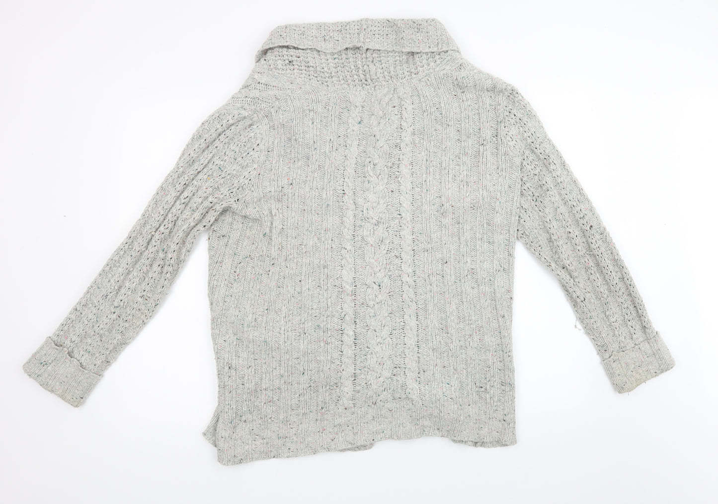 Falmer Womens Grey Geometric Knit Cardigan Jumper Size 14