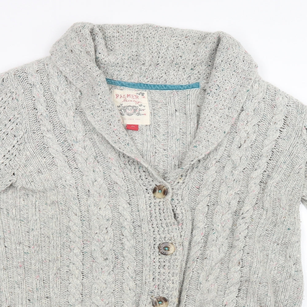 Falmer Womens Grey Geometric Knit Cardigan Jumper Size 14
