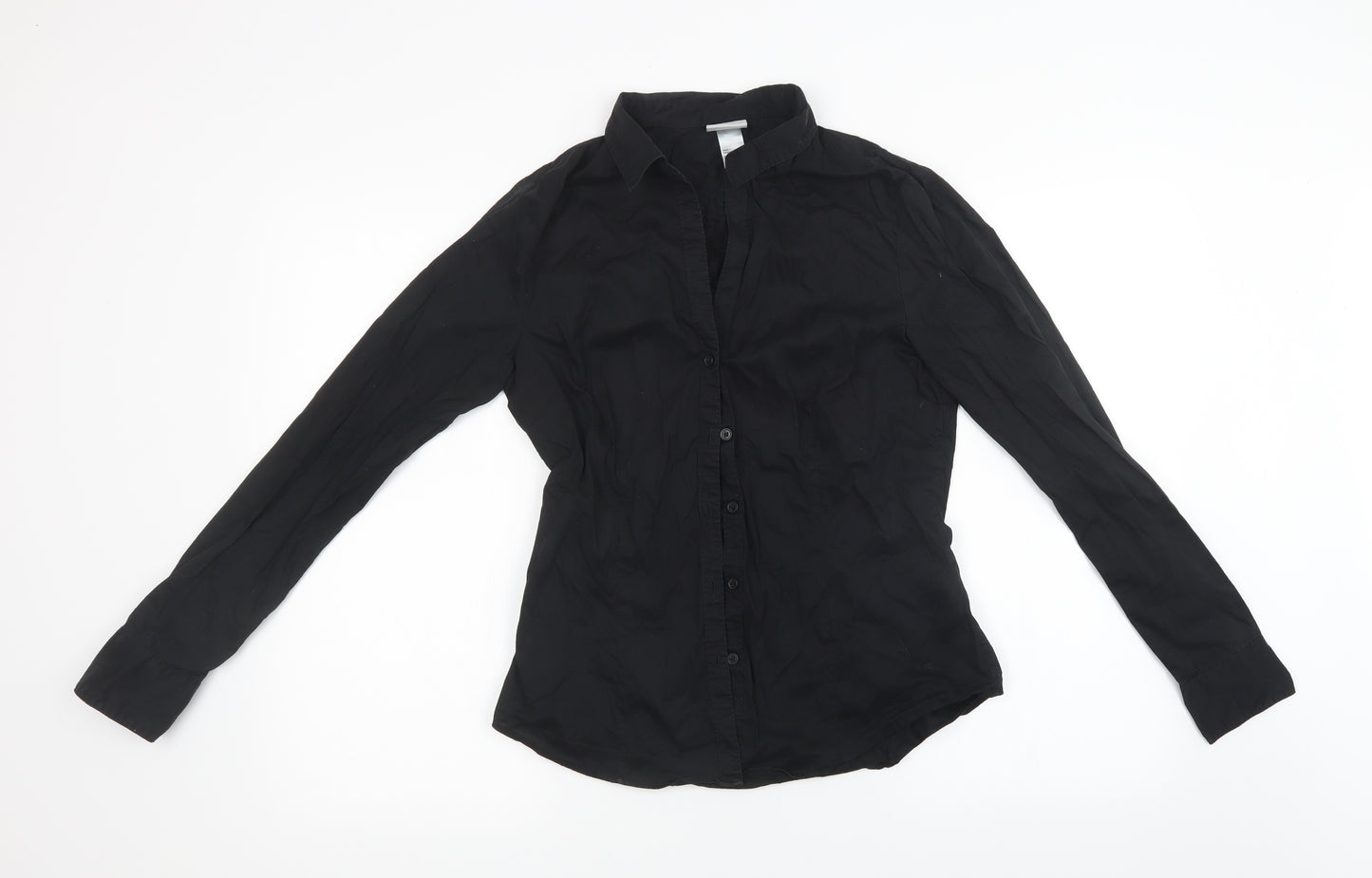 H&M Womens Black   Basic Button-Up Size 8