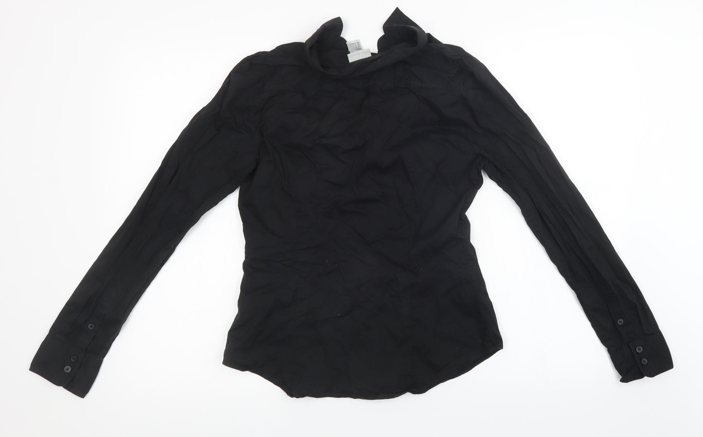 H&M Womens Black   Basic Button-Up Size 8