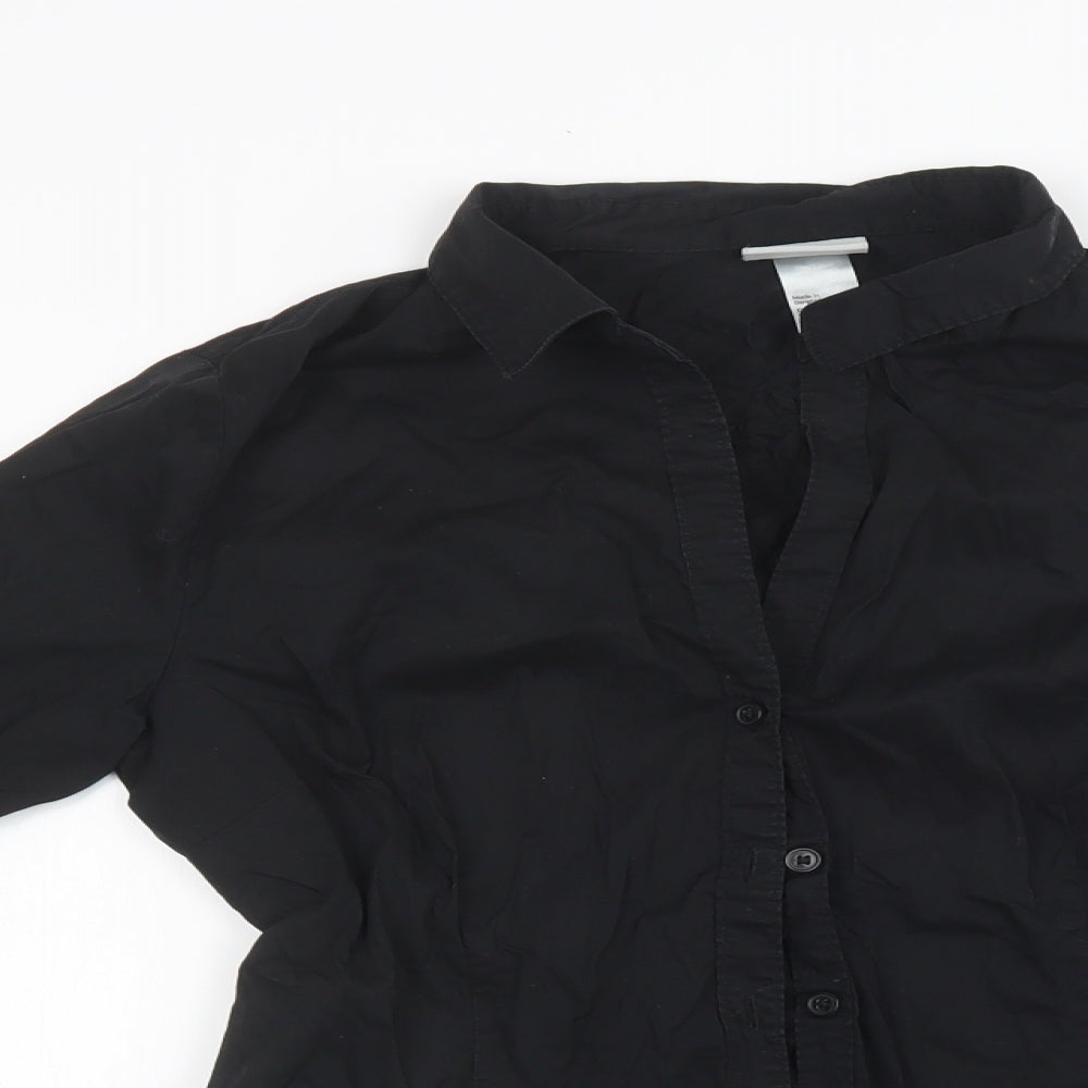 H&M Womens Black   Basic Button-Up Size 8