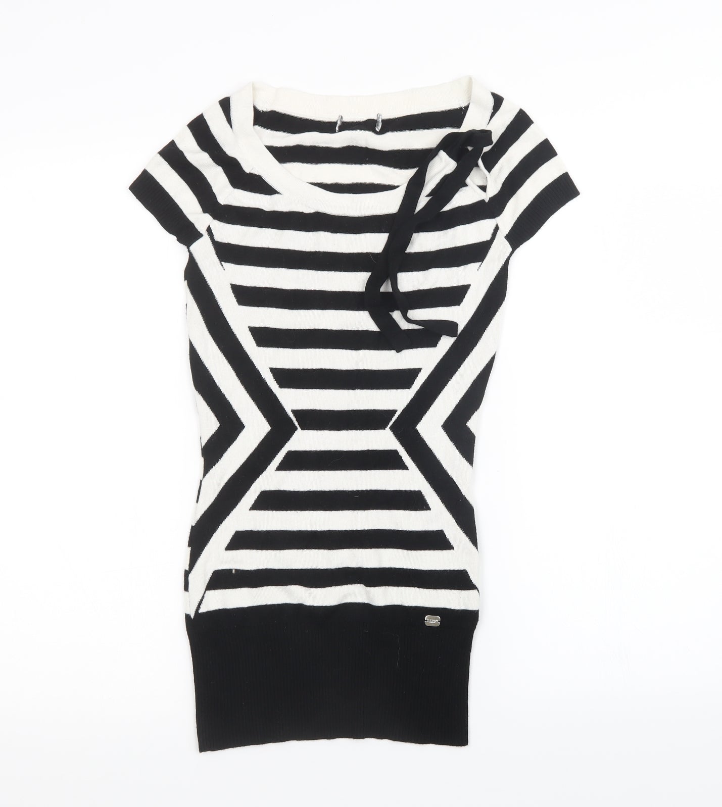 Lipsy Womens Black Striped Knit Pullover Sweatshirt Size 8