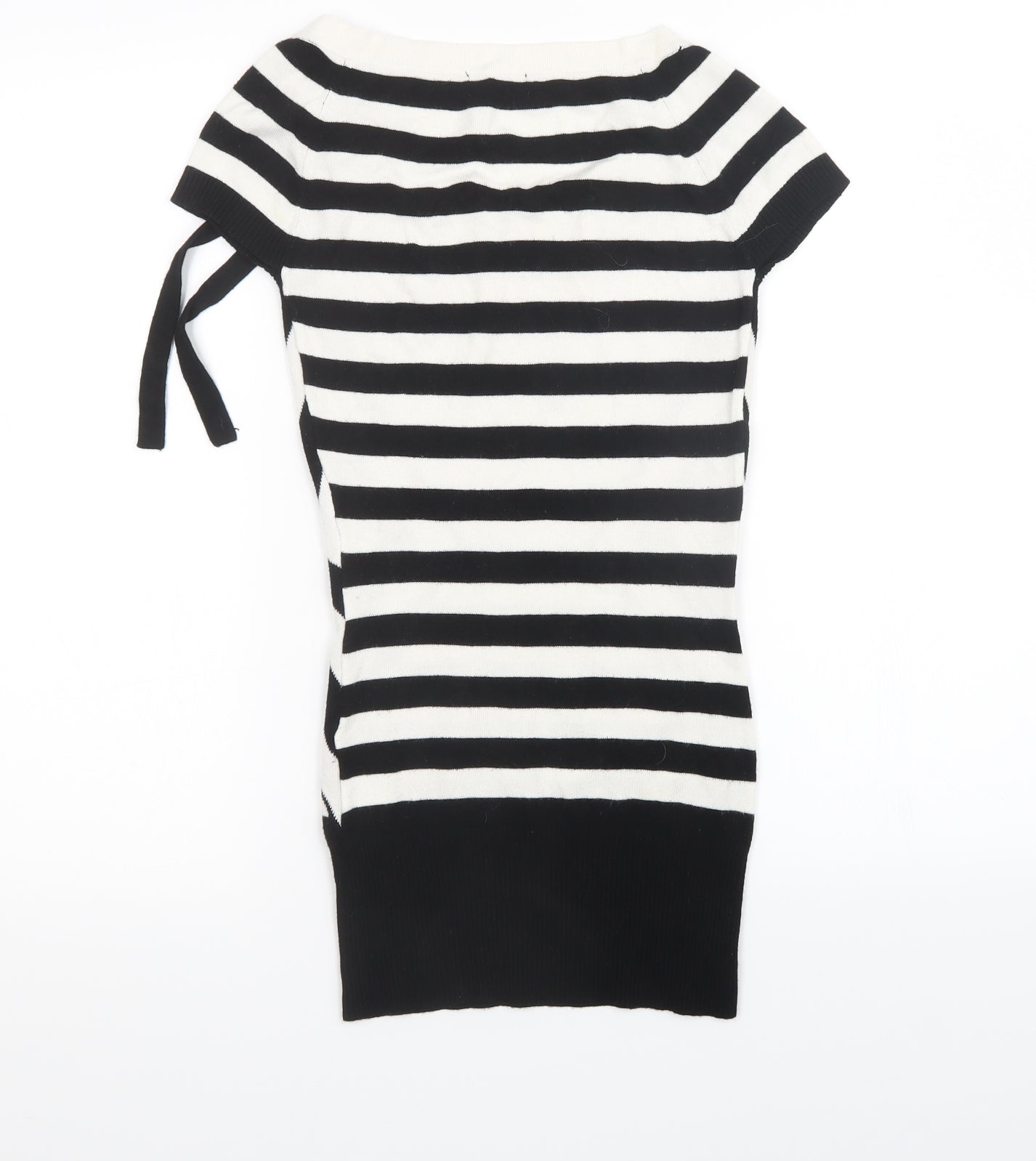 Lipsy Womens Black Striped Knit Pullover Sweatshirt Size 8