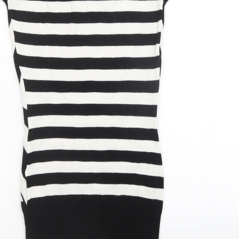 Lipsy Womens Black Striped Knit Pullover Sweatshirt Size 8