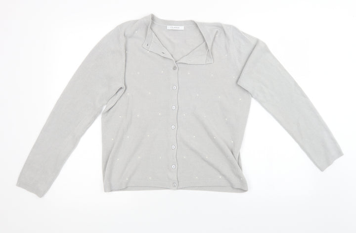Marks and Spencer Womens Grey Knit Cardigan Jumper Size 10