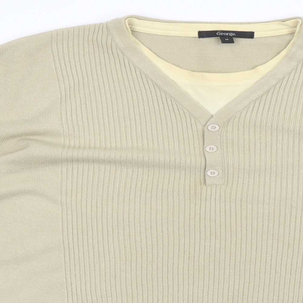 George Mens Beige  Knit Pullover Sweatshirt Size M