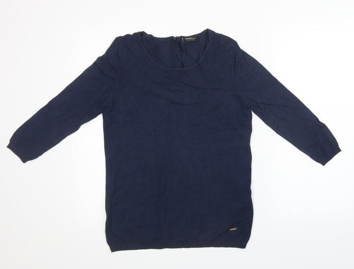 Mango Womens Blue Knit Pullover Sweatshirt Size L