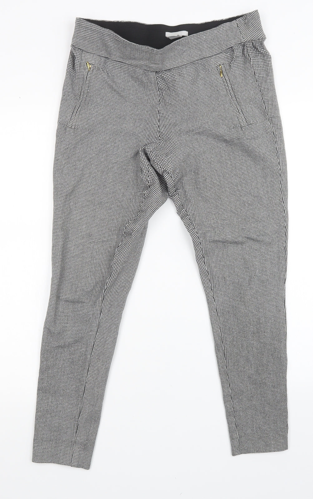 H&M Womens White Check  Trousers  Size 10 L28 in