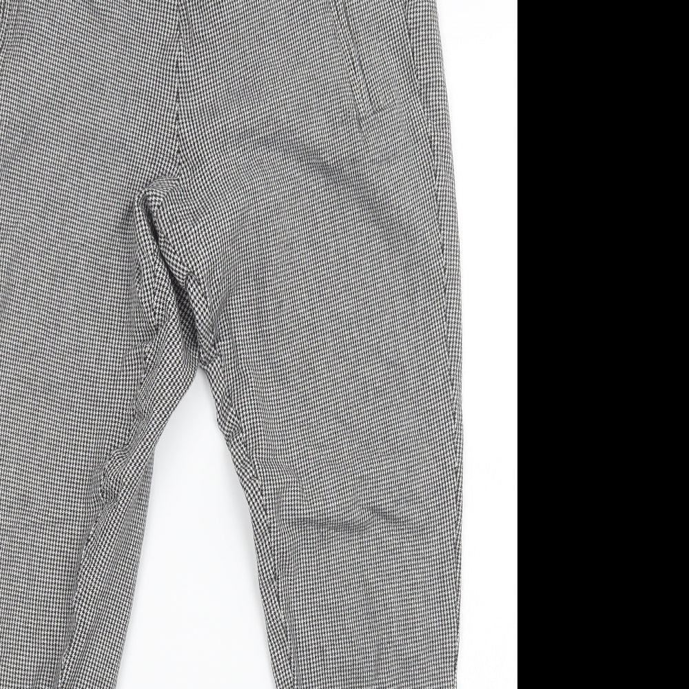 H&M Womens White Check  Trousers  Size 10 L28 in